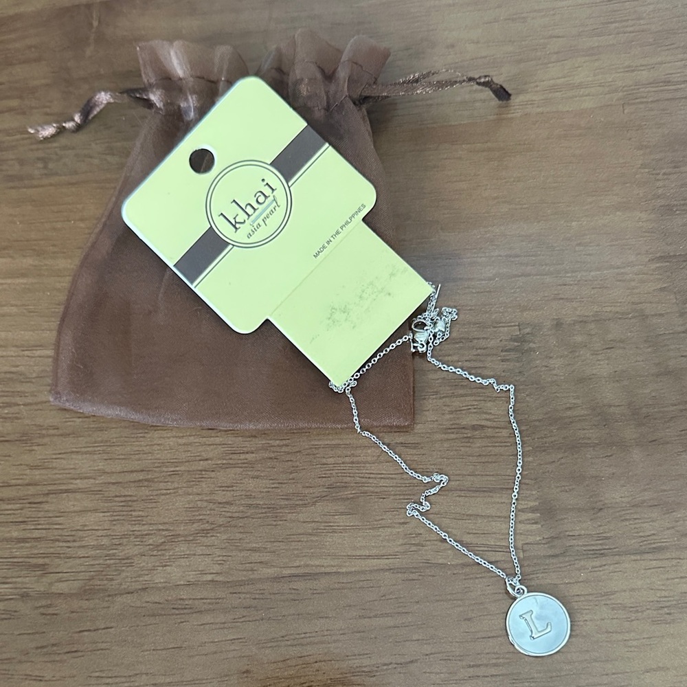 Khai Silver Initial 'L' Pendant Necklace